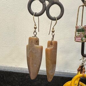 Elegant Tan Stone Drop Earrings